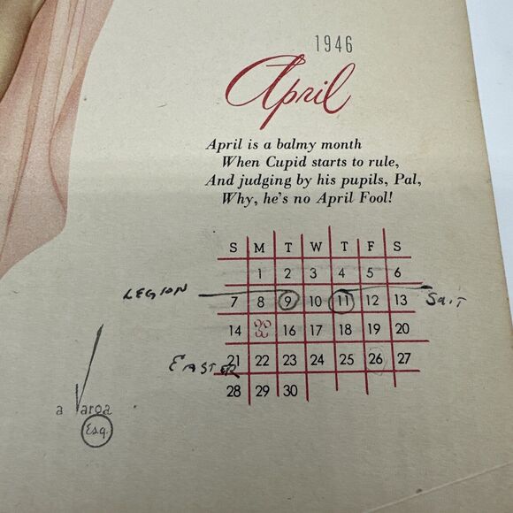 4 Pin-Ups 1946 Vargas Esquire Calendar Pages Lot March April May November Vtg - Picture 7 of 16